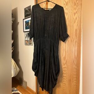 $315 VINTAGE Brett Lauren black silk dress Size 12  Totally 80’s Art Deco Retro.
